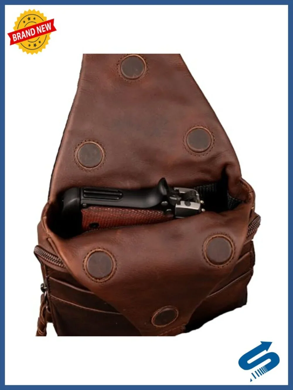 Concealed Carry Leather Sling with Magnetic CCW Fast Draw